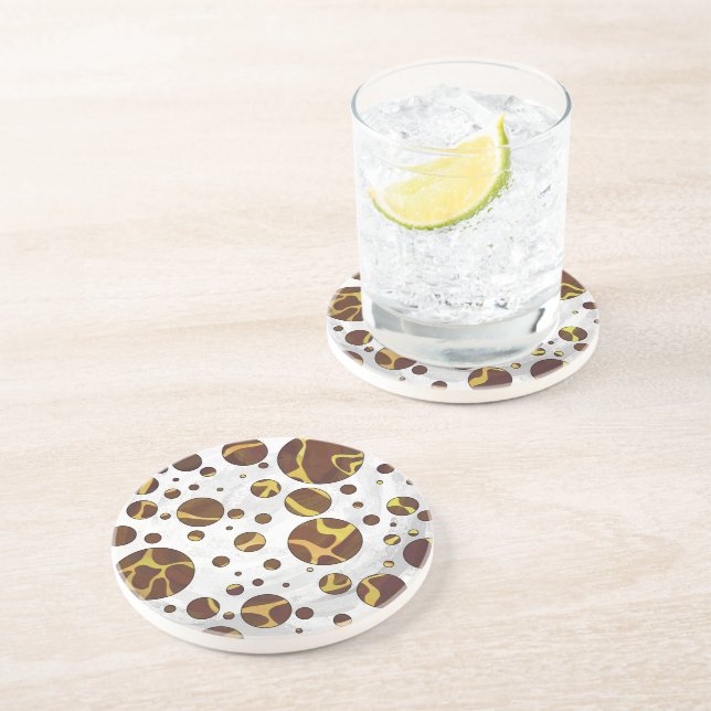 Posavasos De Arenisca Giraffe Brown and Yellow Print (Lado)