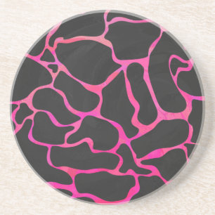Posavasos De Arenisca Giraffe Impresión rosa y negra caliente