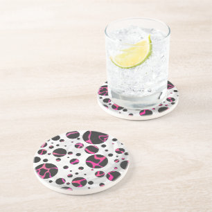 Posavasos De Arenisca Giraffe Impresión rosa y negra caliente