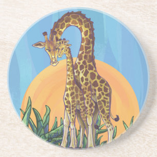 Posavasos De Arenisca Giraffe Mama y Baby