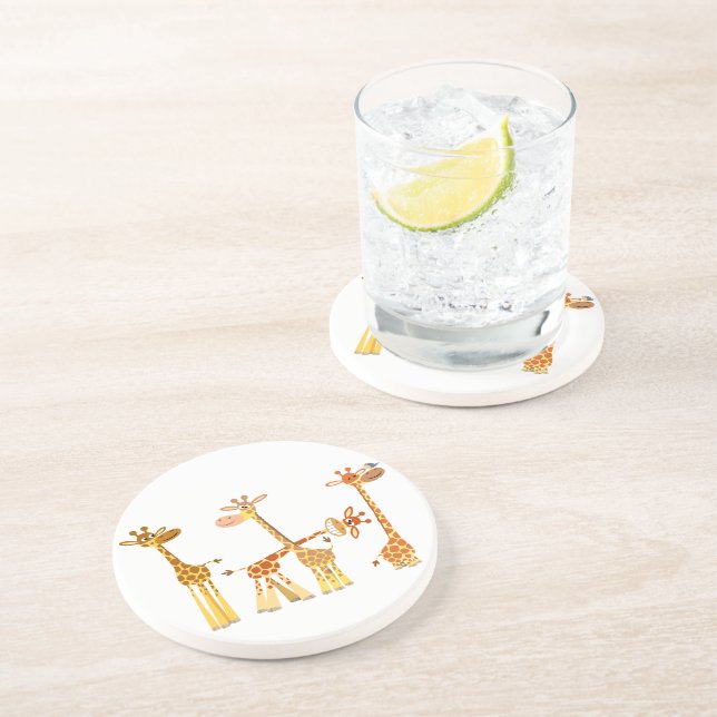 Posavasos De Arenisca Giraffes personalizados: La montaña rusa de rebaño (Lado)