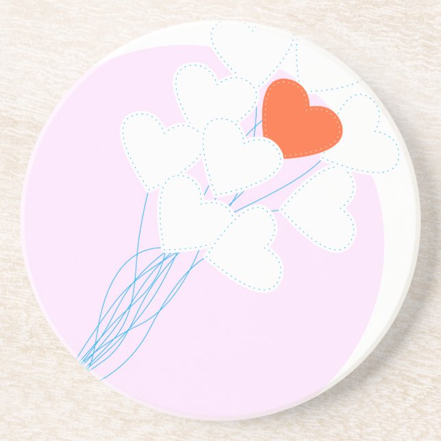 Posavasos De Arenisca Globos del corazón (Frente)