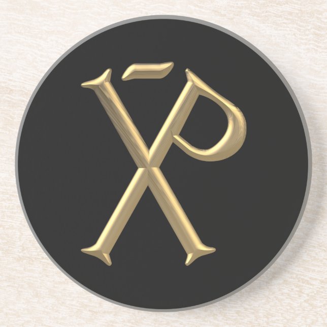 Posavasos De Arenisca Golden "3-D" Chi-Rho 3 (Frente)