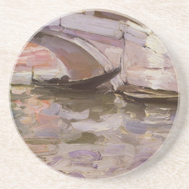 Posavasos De Arenisca Góndolas por John Singer Sargent, arte impresionis (Frente)