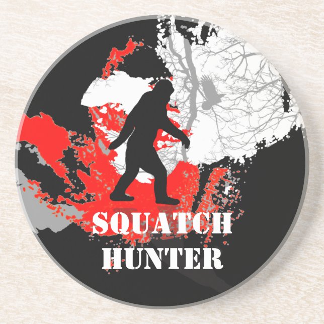 Posavasos De Arenisca Gone Squatchin, pie negro (Frente)