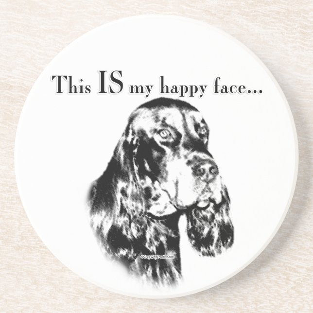 Posavasos De Arenisca Gordon Setter Happy Face (Frente)