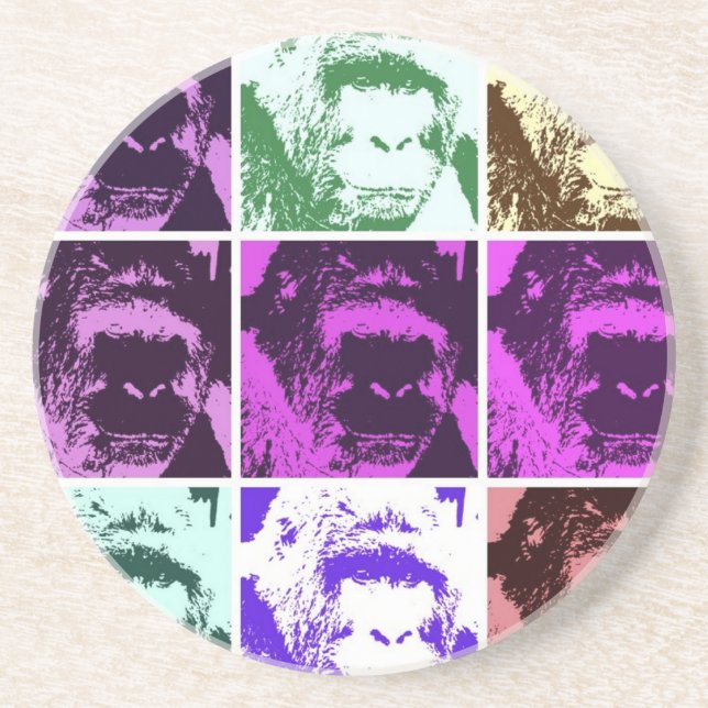 Posavasos De Arenisca Gorilas de arte pop (Frente)