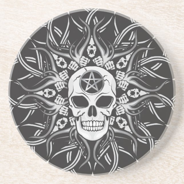 Posavasos De Arenisca Gótico Skull (Frente)