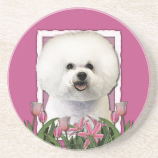 Posavasos De Arenisca Gracias - los tulipanes rosados - Bichon Frise