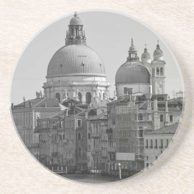 Posavasos De Arenisca Gran Canal Blanco Negro Venecia Italia Viajes (Frente)