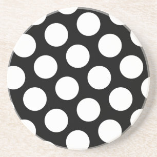 Posavasos De Arenisca Grandes Lunares Negros y Blancos