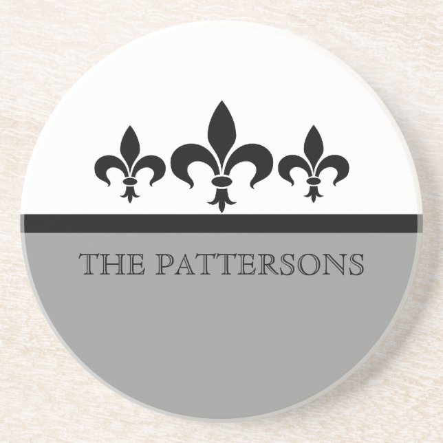Posavasos De Arenisca Gray Swanky Fleur De Lis Coaster (Frente)