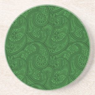 Posavasos De Arenisca Green Paisley