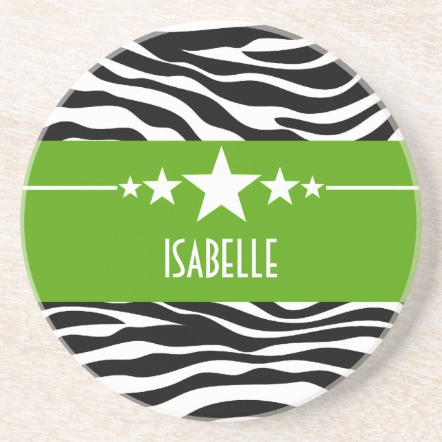 Posavasos De Arenisca Green Sassy Star Zebra Coaster (Frente)