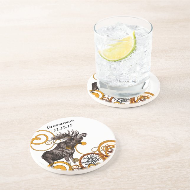 Posavasos De Arenisca Groomsman Vintage Buck Coasters (Lado)