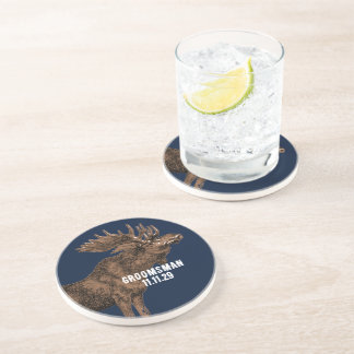 Posavasos De Arenisca Groomsman Vintage Moose Coasters