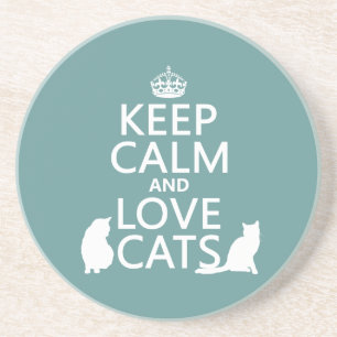 Posavasos De Arenisca Guarde la calma y ame los gatos
