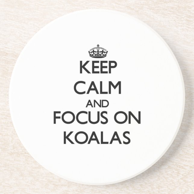 Posavasos De Arenisca Guarde la calma y el foco en koalas (Frente)