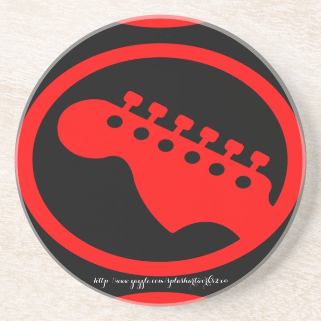 Posavasos De Arenisca "Guitarra de cabeza roja" (Frente)