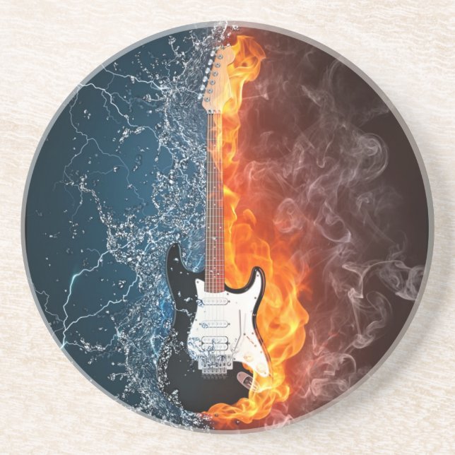 POSAVASOS DE ARENISCA GUITARRA DE FIRE&ICE (Frente)