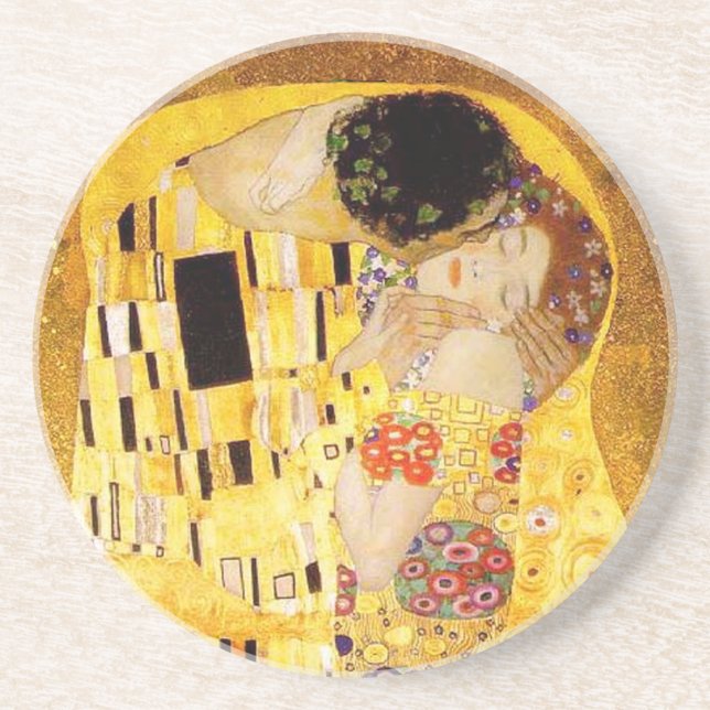 Posavasos De Arenisca Gustav Klimt La Pintura Clásica Del Beso (Frente)