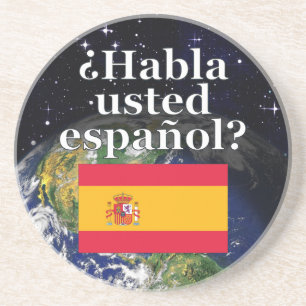 Posavasos De Arenisca ¿Hablas español? Bandera y Tierra