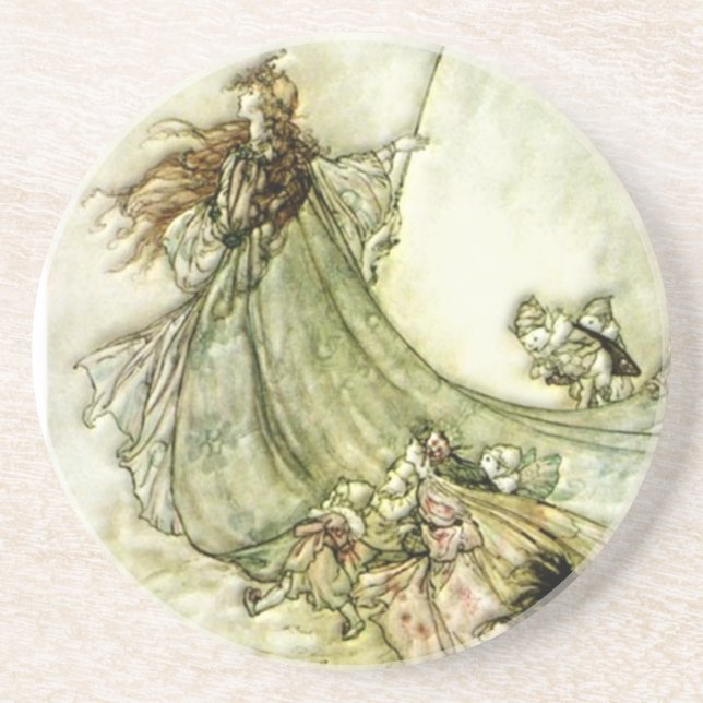 Posavasos De Arenisca Hadas lejos - Arturo Rackham (Frente)