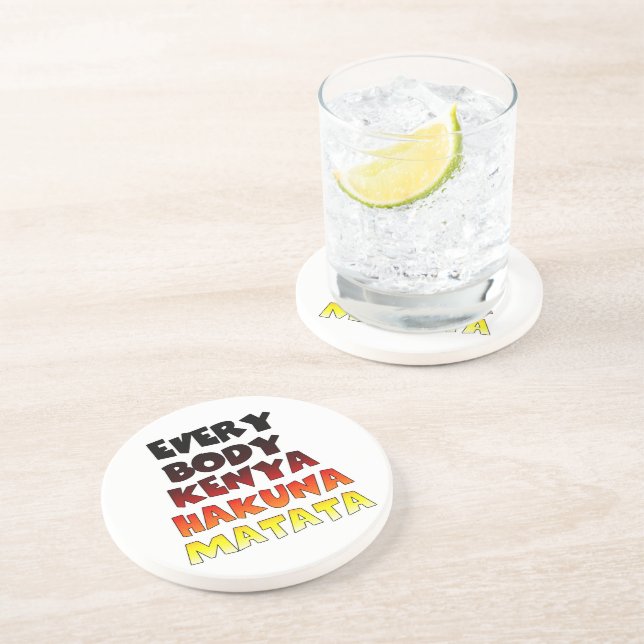 Posavasos De Arenisca Hakuna Matata colorida: Una celebración keniana (Lado)