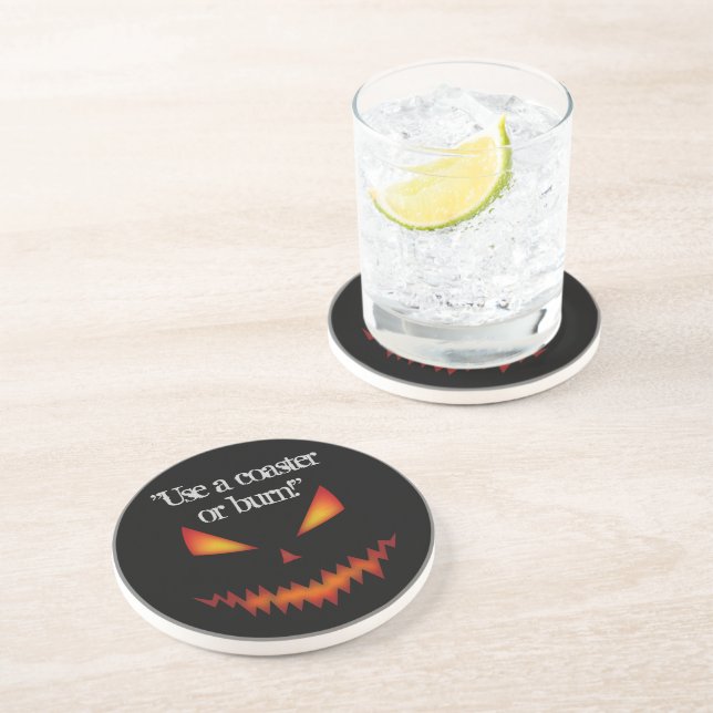 Posavasos De Arenisca Halloween en la montaña rusa de Jack O'Lantern (Lado)
