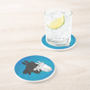Posavasos De Arenisca Hand Silhouette Billy Goat Blue