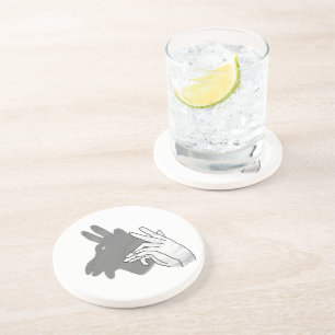 Posavasos De Arenisca Hand Silhouette Billy Goat Gray