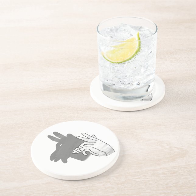 Posavasos De Arenisca Hand Silhouette Billy Goat Gray (Lado)
