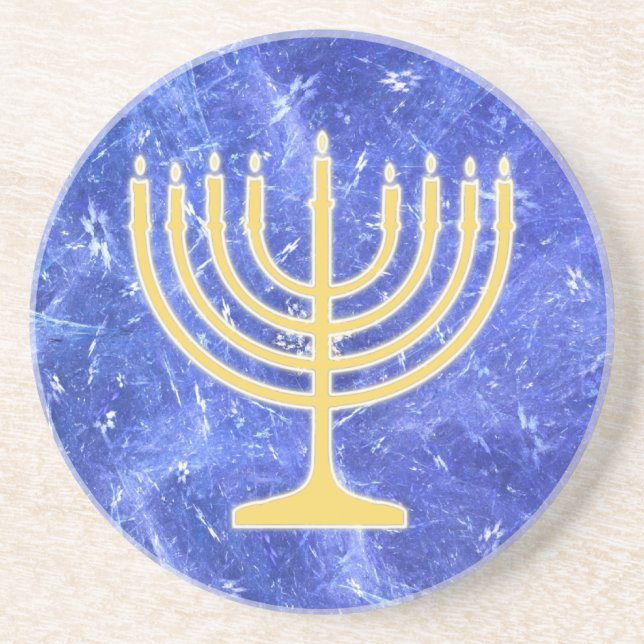 Posavasos De Arenisca Hanukkah Snowstorm Menorah (Frente)