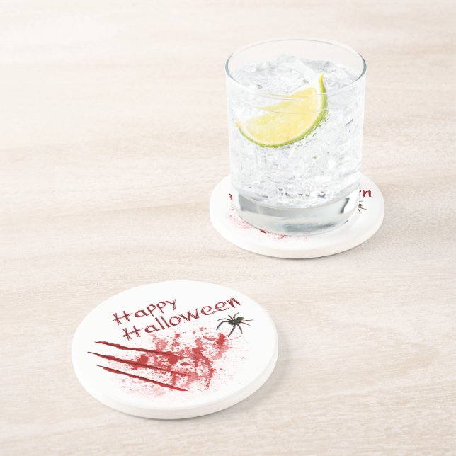 Posavasos De Arenisca Happy Halloween Bloody Scratches (Lado)