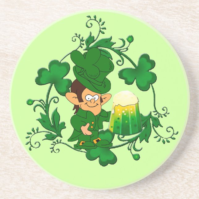 Posavasos De Arenisca Happy Leprechaun Coaster (Frente)