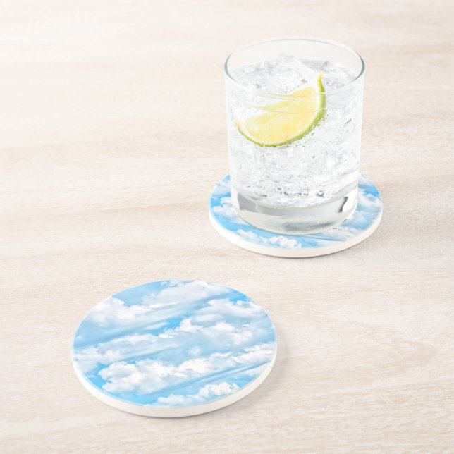 Posavasos De Arenisca Happy Sunny Clouds Background Scenery (Lado)