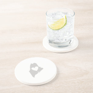 Posavasos De Arenisca Heart Maine state silhouette