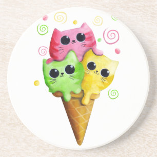 Posavasos De Arenisca Helado lindo de gato del gatito
