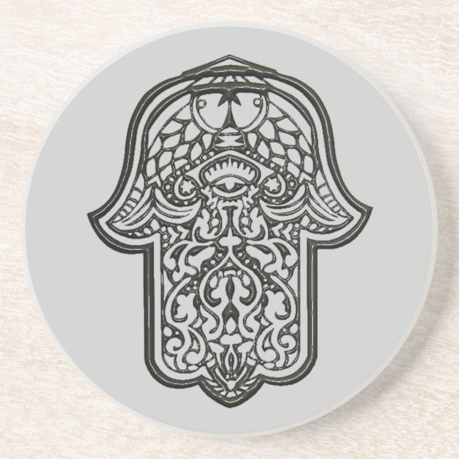 Posavasos De Arenisca Henna Hand of Hamsa (Original) (Frente)