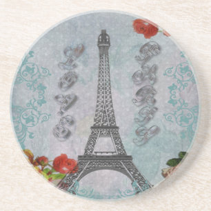 Posavasos De Arenisca Hermoso amor vintage París Torre Eiffel
