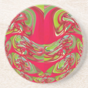 Posavasos De Arenisca Hermoso Arte Abstracto de Color con Textura Roja y