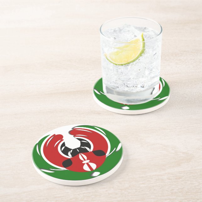 Posavasos De Arenisca Hermoso tapiz keniano: mariposa de bandera keniana (Lado)