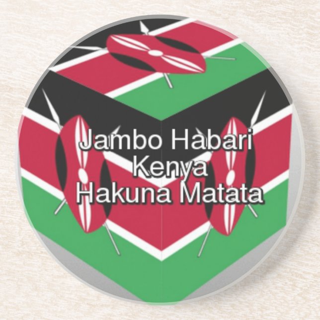 Posavasos De Arenisca Hermoso y encantador cubo de bandera keniana con s (Frente)
