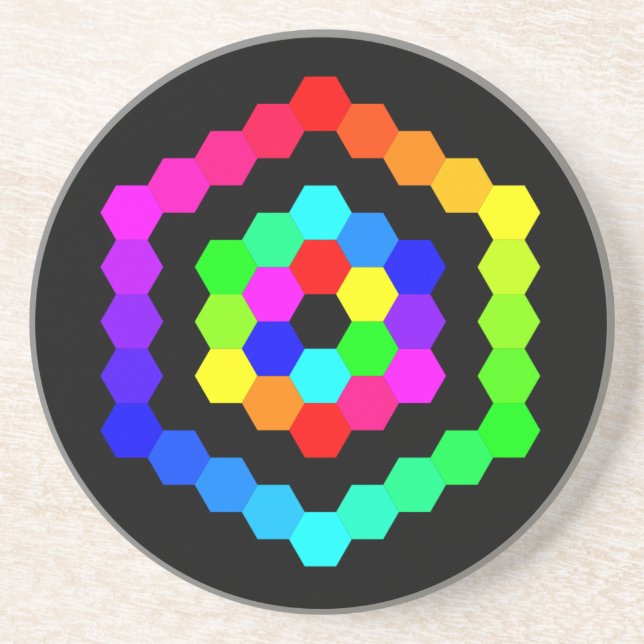 Posavasos De Arenisca Hexagón coloreado (Frente)