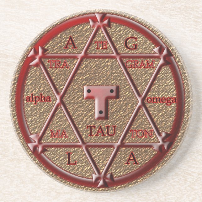 Posavasos De Arenisca hexagram del solomon (Frente)