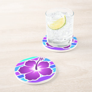 Posavasos De Arenisca Hibiscus Tropical Flower bebe la montaña rusa - pú