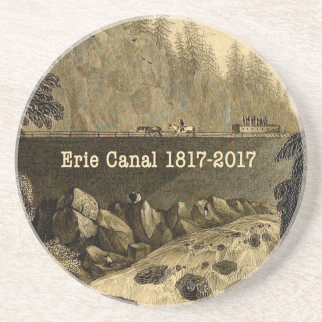 Posavasos De Arenisca Histórico Canal Erie Bicentenario Años (Frente)