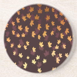 Posavasos De Arenisca Hoja de arce dorada en rojo oscuro