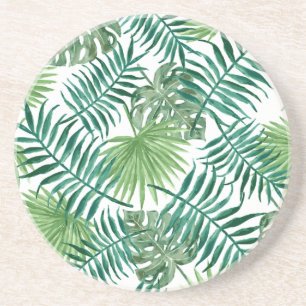 Posavasos De Arenisca Hoja de palma botánica tropical de la planta