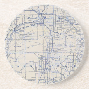 Posavasos De Arenisca Hoja de ruta para bicicletas de Wisconsin 2